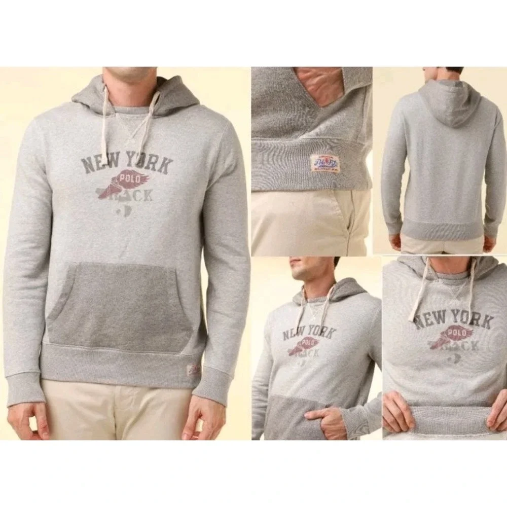 Vintage Polo Ralph Lauren Hoodie Mens Large New York Track P Wing‎
